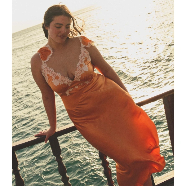 Doen Fiona Dress in Tangerine | Midi Dresses | Coveti, view 5