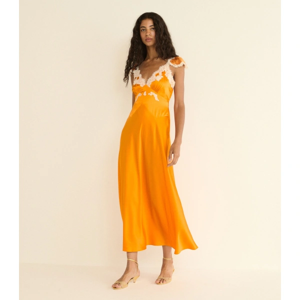 Doen Fiona Dress in Tangerine | Midi Dresses | Coveti, view 6