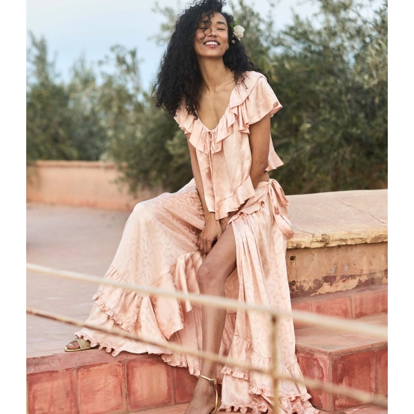 Doen Floriette Top in Peach Sorbet | Blouses | Coveti, view 2