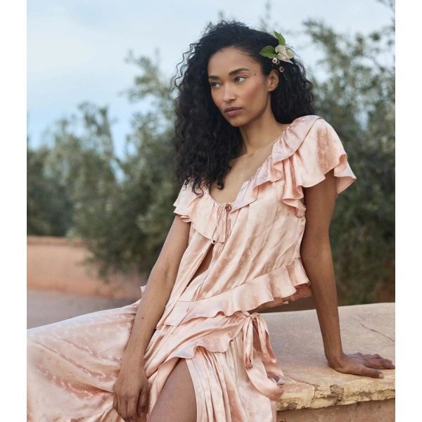 Doen Floriette Top in Peach Sorbet | Blouses | Coveti, view 3