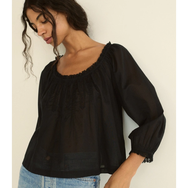 Doen Florine Top in Black | Blouses | Coveti, view 4