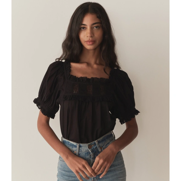 Doen Frances Top in Black | Blouses | Coveti, view 2