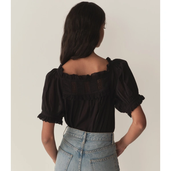 Doen Frances Top in Black | Blouses | Coveti, view 4