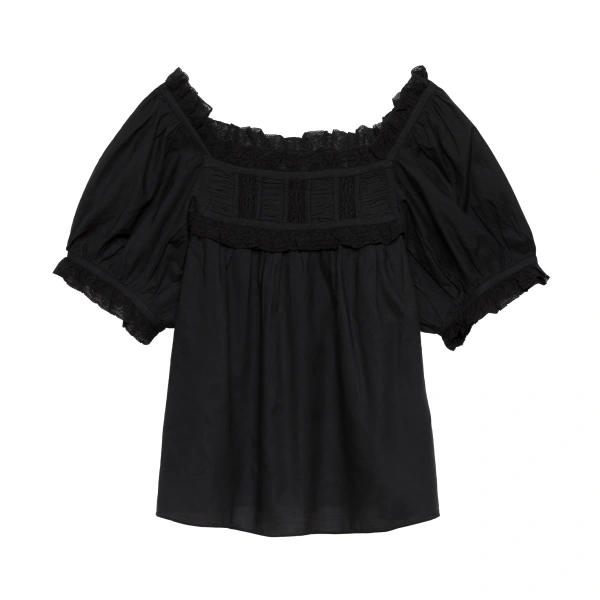 Doen Frances Top in Black | Blouses | Coveti