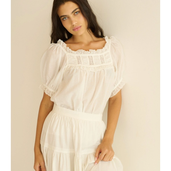 Doen Frances Top in Salt Lace | Blouses | Coveti, view 2