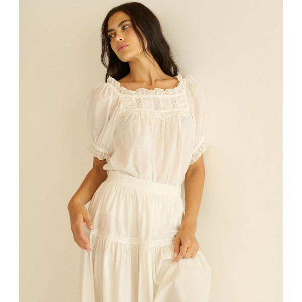 Doen Frances Top in Salt Lace | Blouses | Coveti, view 4