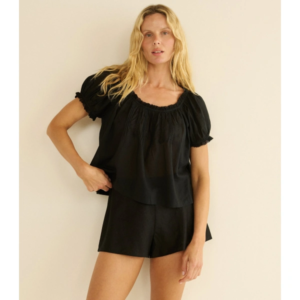 Doen Frederica Top in Black | Blouses | Coveti, view 2