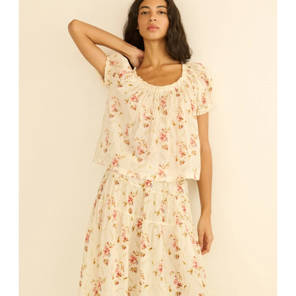 Doen Frederica Top in Blanc Prairie Rose | Blouses | Coveti, view 4