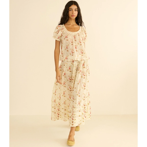 Doen Frederica Top in Blanc Prairie Rose | Blouses | Coveti, view 5