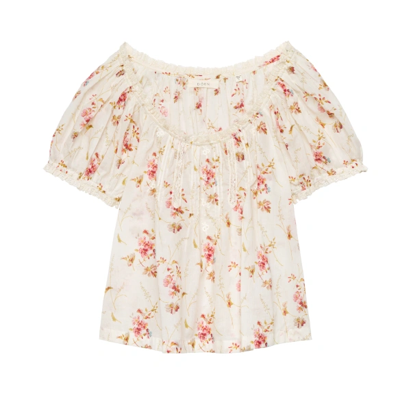 Frederica Top in Blanc Prairie Rose