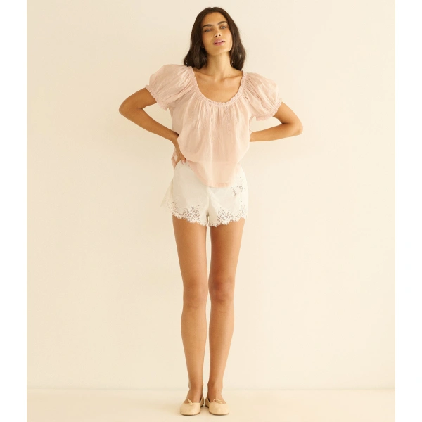 Doen Frederica Top in Blush | Blouses | Coveti, view 3