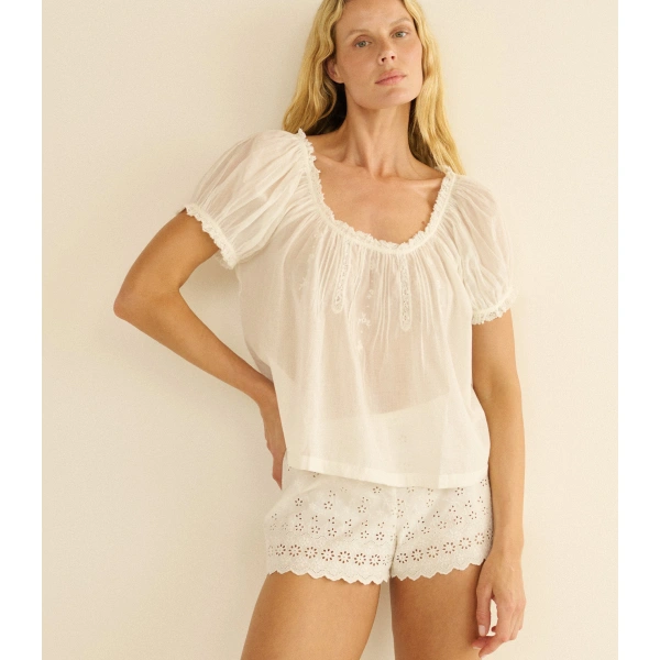 Doen Frederica Top in Salt | Blouses | Coveti, view 3