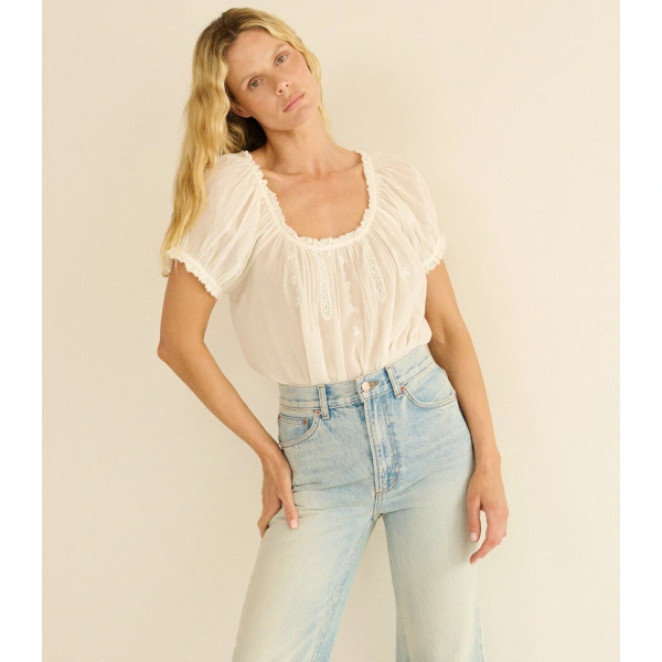 Doen Frederica Top in Salt | Blouses | Coveti, view 5