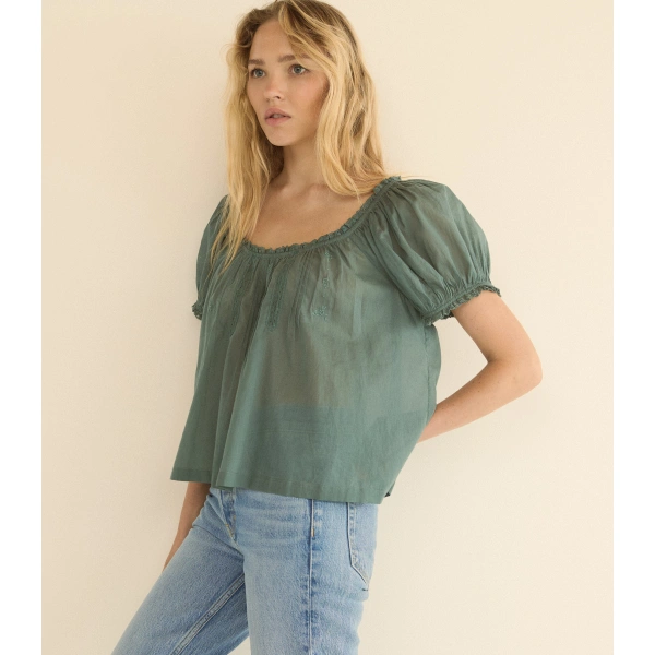 Doen Frederica Top in Seafare | Blouses | Coveti, view 2