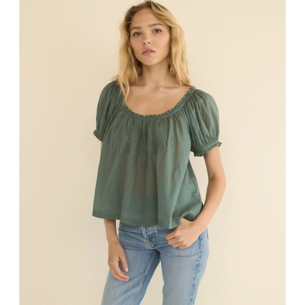 Doen Frederica Top in Seafare | Blouses | Coveti, view 4