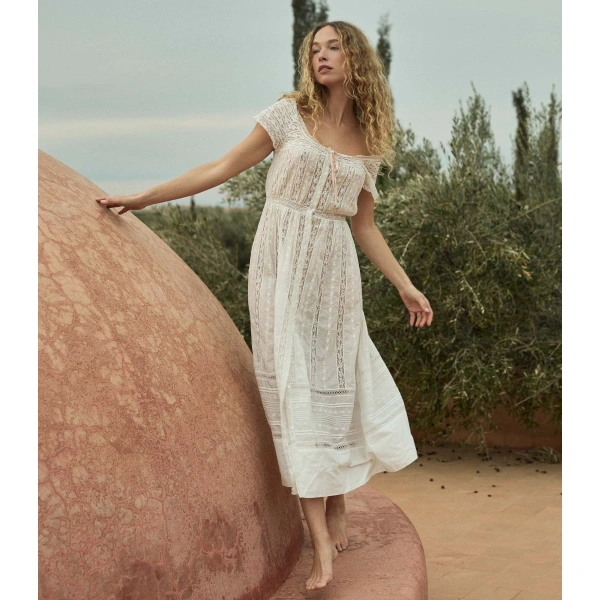 Doen Georgiana Dress in Salt | Midi Dresses | Coveti, view 2
