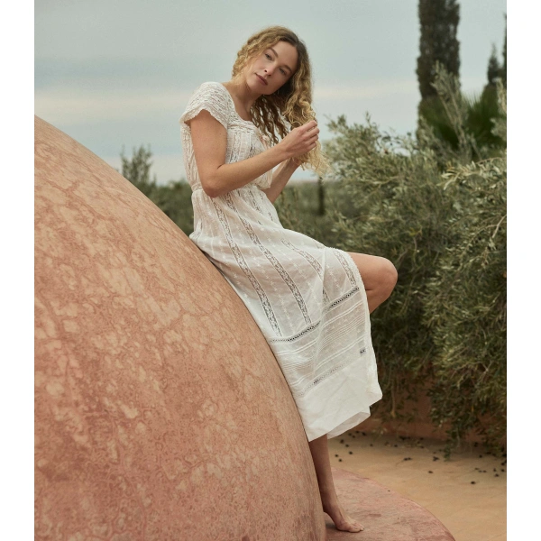 Doen Georgiana Dress in Salt | Midi Dresses | Coveti, view 4