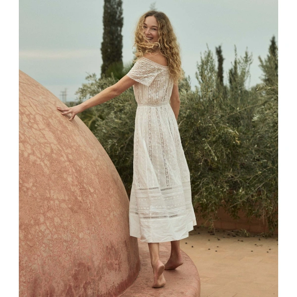 Doen Georgiana Dress in Salt | Midi Dresses | Coveti, view 6