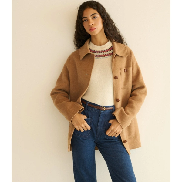 Doen Germain Coat in Light Khaki | Coats | Coveti, view 2