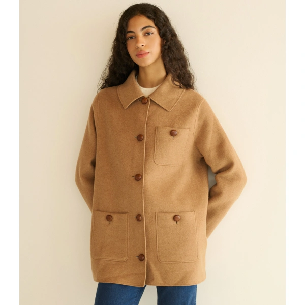 Doen Germain Coat in Light Khaki | Coats | Coveti, view 3