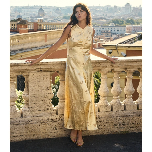 Doen Ginette Dress in Citrone Tappezzeria Jacquard | Midi Dresses | Coveti, view 5
