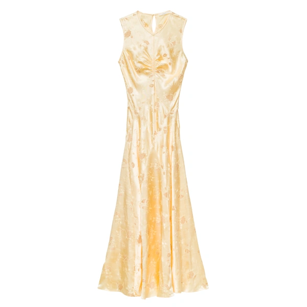 Doen Ginette Dress in Citrone Tappezzeria Jacquard | Midi Dresses | Coveti
