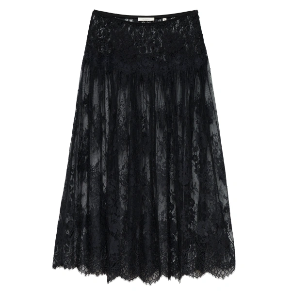 Doen Giorgine Lace Skirt in Black | Midi Skirts | Coveti