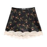 Doen Giulietta Skirt in Noir Hillside Thistles | Mini Skirts | Coveti