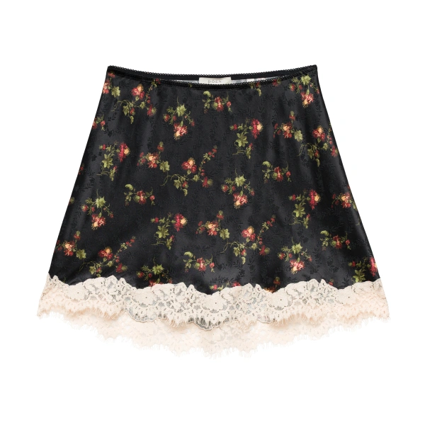 Doen Giulietta Skirt in Noir Hillside Thistles | Mini Skirts | Coveti