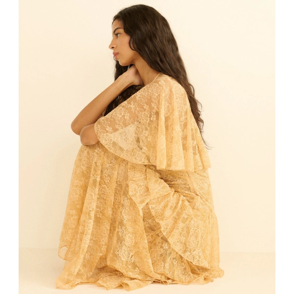 Doen Gwyneth Dress in Beige Pearl | Midi Dresses | Coveti, view 5