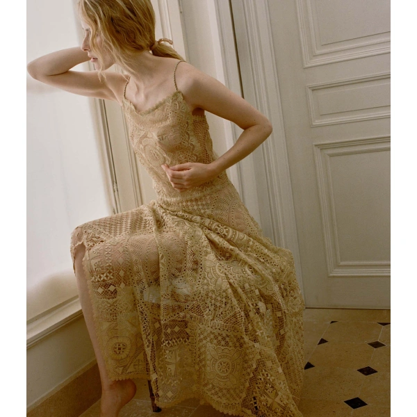Doen Handkerchief Anniversary Dress in Paille | Midi Dresses | Coveti, view 2