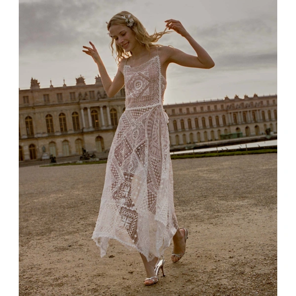 Doen Handkerchief Anniversary Dress in Salt | Midi Dresses | Coveti, view 2