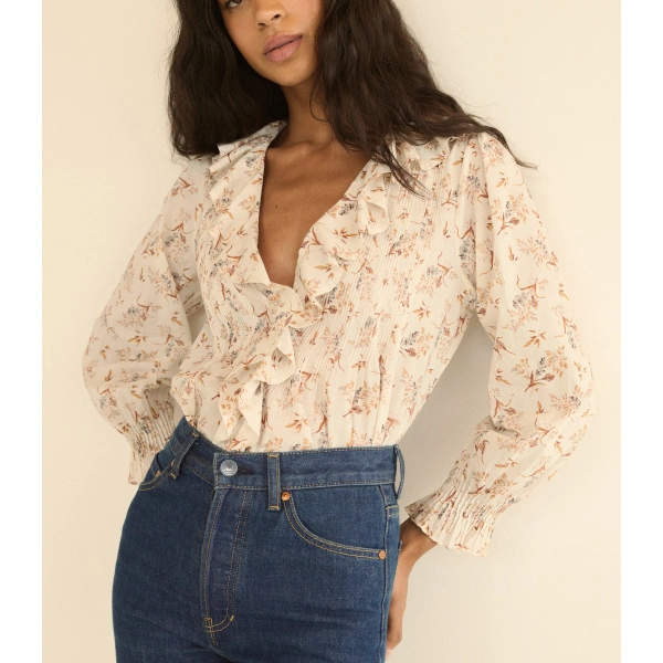 Doen Hardy Top in Crème Windswept Meadow | Blouses | Coveti, view 2