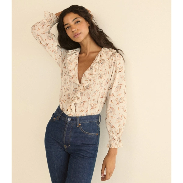Doen Hardy Top in Crème Windswept Meadow | Blouses | Coveti, view 3