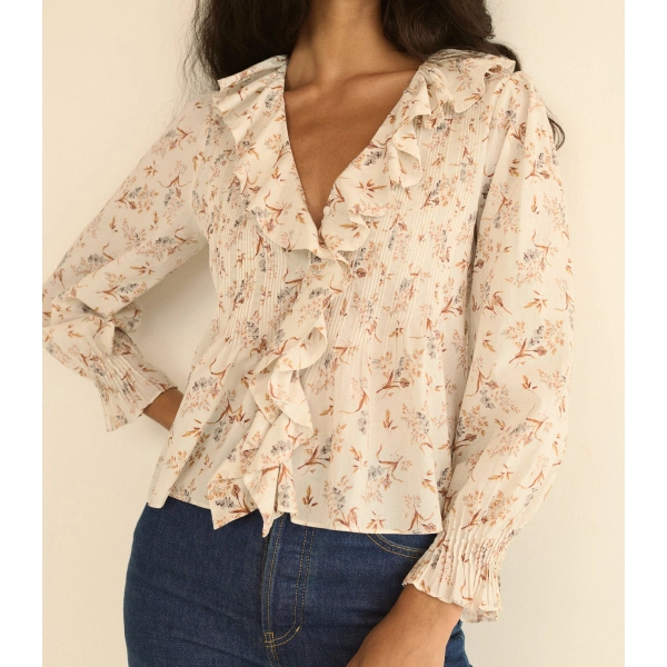 Doen Hardy Top in Crème Windswept Meadow | Blouses | Coveti, view 4