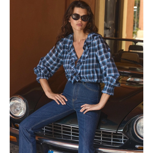 Doen Hardy Top in Valmont Plaid | Blouses | Coveti, view 2
