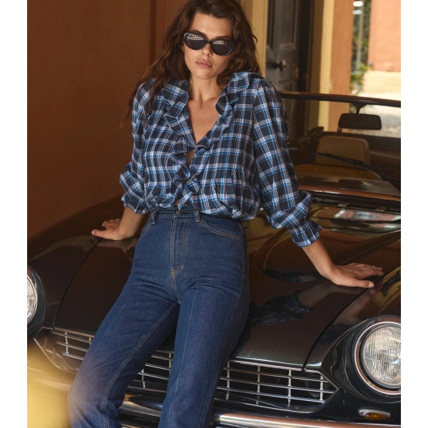 Doen Hardy Top in Valmont Plaid | Blouses | Coveti, view 4