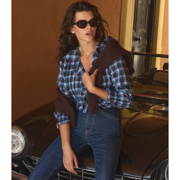 Doen Hardy Top in Valmont Plaid | Blouses | Coveti, view 5