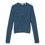 Doen Heath Cashmere Henley in Blue Stone | T-Shirts | Coveti