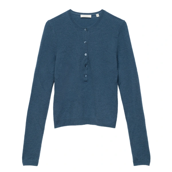 Heath Cashmere Henley in Blue Stone