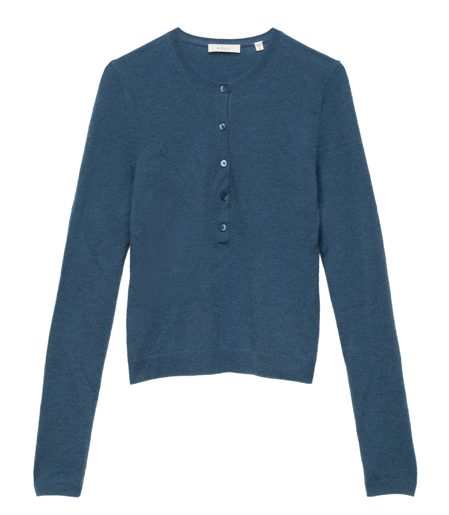 Doen Heath Cashmere Henley in Blue Stone Doen Heath Cashmere Henley in Blue Stone | T-Shirts | Coveti