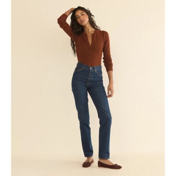 Doen Heath Cashmere Henley in Ember | T-Shirts | Coveti, view 3