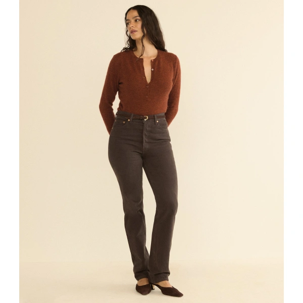 Doen Heath Cashmere Henley in Ember | T-Shirts | Coveti, view 6