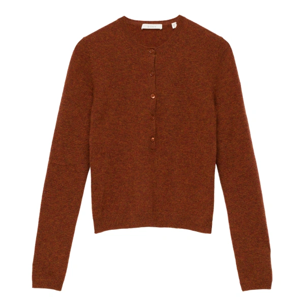 Doen Heath Cashmere Henley in Ember | T-Shirts | Coveti