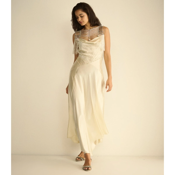 Doen Hedy Dress in Egret | Midi Dresses | Coveti, view 2
