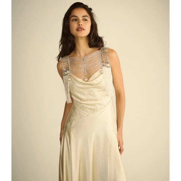 Doen Hedy Dress in Egret | Midi Dresses | Coveti, view 3