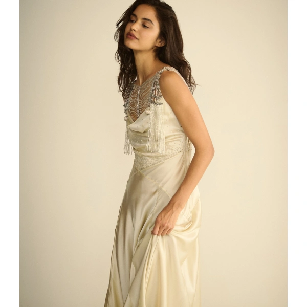 Doen Hedy Dress in Egret | Midi Dresses | Coveti, view 4