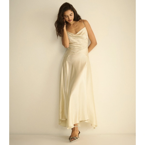 Doen Hedy Dress in Egret | Midi Dresses | Coveti, view 6