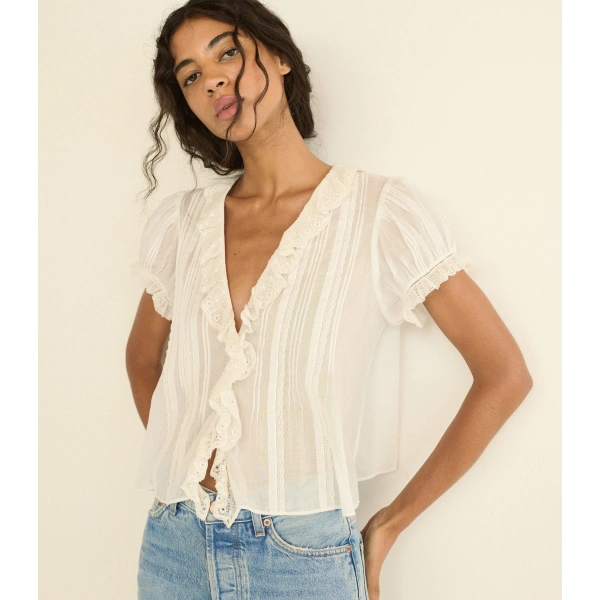 Doen Helena Top in Salt | Blouses | Coveti, view 2