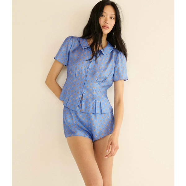 Doen Helie Top in Periwinkle Cadiz Foulard | Blouses | Coveti, view 3